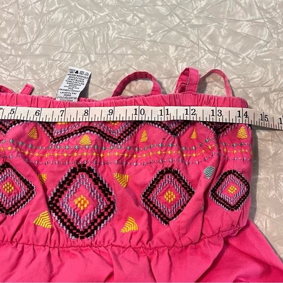 y2k billabong embroidered pink tie straps summer cotton dress sz large - Picture 9 of 10